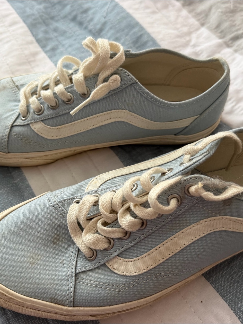 Vans Light Blue and Cream Low Top Sneakers